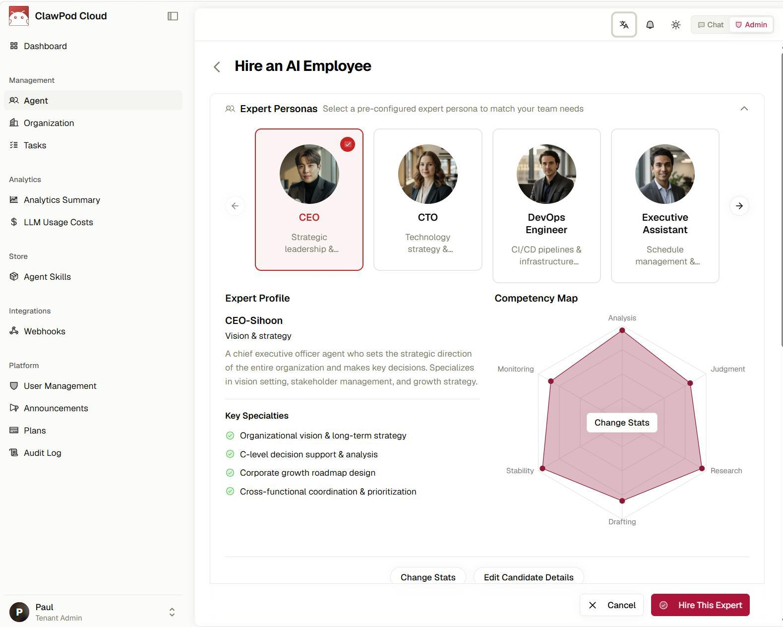 Hire an AI Employee: expert personas and role profile
